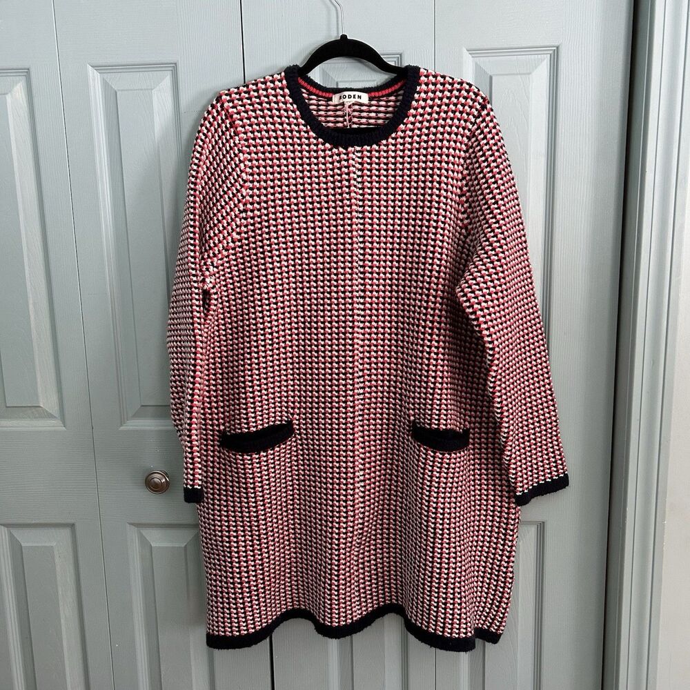 Boden Knitted Jacquard Wool-Blend Long Sleeve Dress Multicolor Womens 20-22R